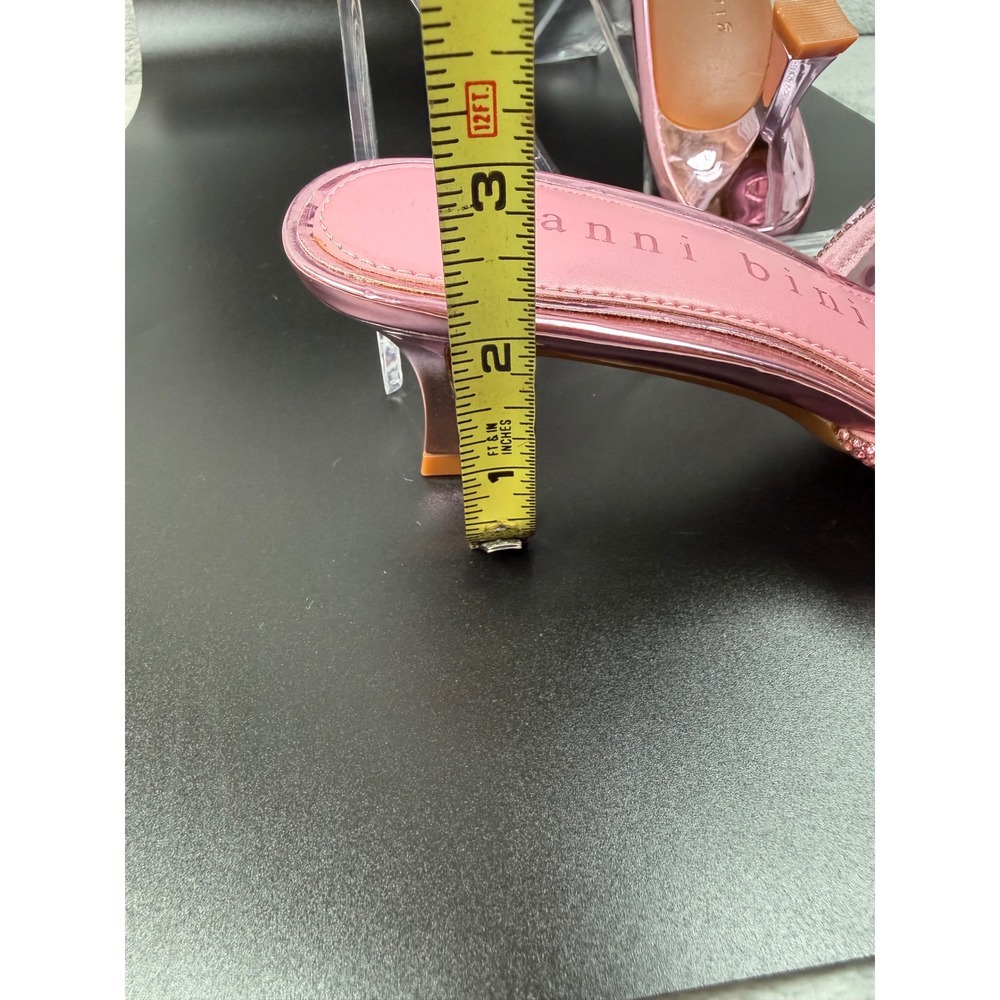 Gianni Bini Pink Rhinestone Bow Mules Pointed Toe Kitten Heel Slides 6M - Picture 8 of 9